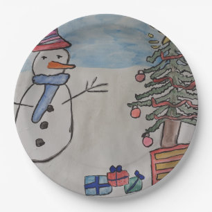 Snowman & Christmas Tree Pappteller