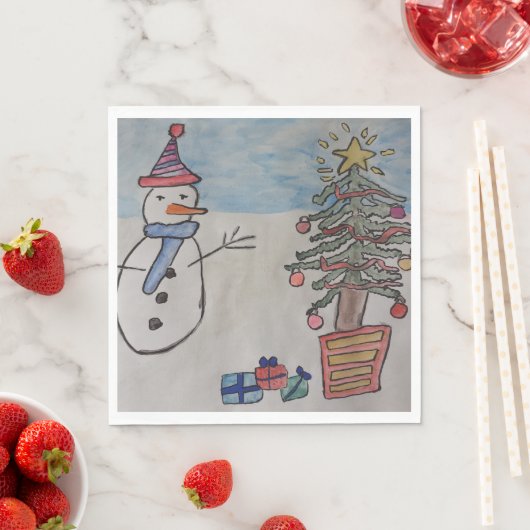 Snowman & Christmas Tree Serviette (Beispiel)
