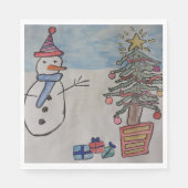 Snowman & Christmas Tree Serviette (Vorderseite)