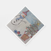 Snowman & Christmas Tree Serviette (Ecke)