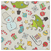 Snowman Christmas Tree Sleigh Illustration Stoff (Muster)