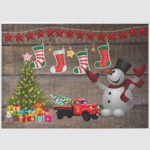 Snowman Christmas Tree Strumpfs präsentiert Truck Seidenpapier