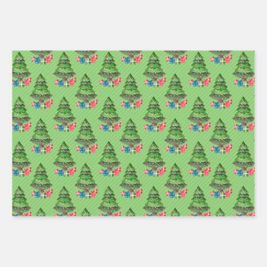 Snowman Christmas Trees Presents Geschenkpapier Set (Vorderseite 2)