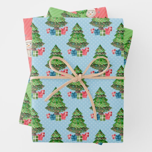 Snowman Christmas Trees Presents Geschenkpapier Set (Beispiel)