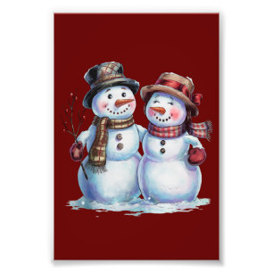 Snowman Christmas Vintag Holiday Fotodruck