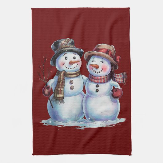 Snowman Christmas Vintag Holiday Geschirrtuch (Vertikal)