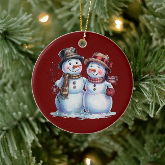 Snowman Christmas Vintag Holiday Keramik Ornament (Baum)
