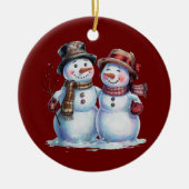 Snowman Christmas Vintag Holiday Keramik Ornament (Vorne)