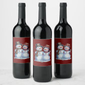 Snowman Christmas Vintag Holiday Weinetikett (Flaschen)