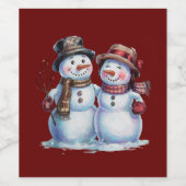 Snowman Christmas Vintag Holiday Weinetikett (Einzelnes Label)