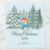 Snowman Christmas Weinetikett (Einzelnes Label)