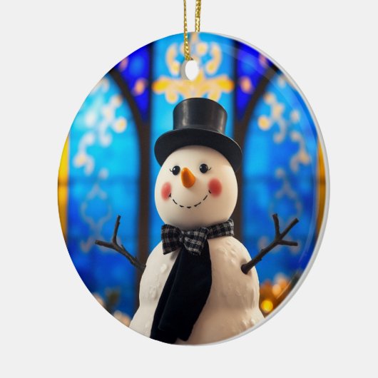 Snowman Christmas - Winter Holiday Decor Keramik Ornament (Links)