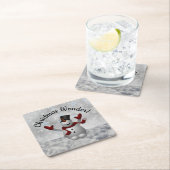 Snowman Christmas Wonder Flutterschneeflocken Rechteckiger Pappuntersetzer (Vor Ort)