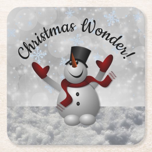 Snowman Christmas Wonder Flutterschneeflocken Rechteckiger Pappuntersetzer (Vorderseite)