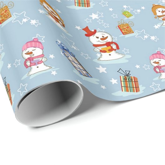 Snowman Christmas Wrapping Paper Geschenkpapier (Rolleneckpunkt)