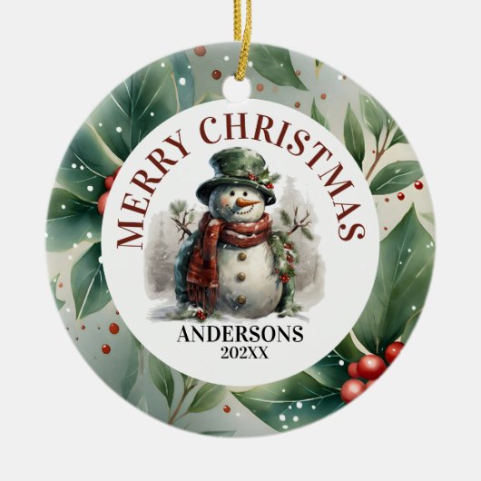 Snowman Christmas wünscht Keramik Ornament (Vorne)