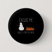 Snowman Cking Nose. Funny Christmas Pun. Boys Men Button (Vorderseite)