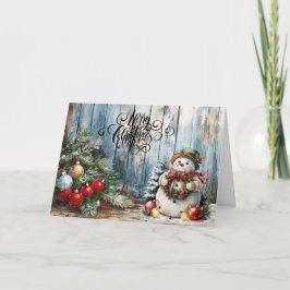 Snowman Classic Watercolor Frohe Weihnachtsblank Feiertagskarte