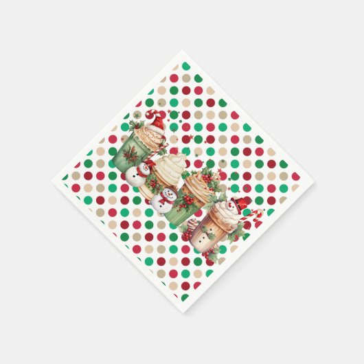 Snowman Coffee Christmas Paper Napkins Serviette (Ecke)
