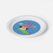 Snowman Cold Winter Birds Paper Plate Pappteller (Schrägansicht)