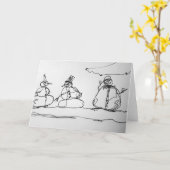 Snowman Contour Art Karte (Gelbe Blume)