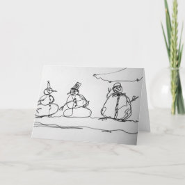 Snowman Contour Art Karte