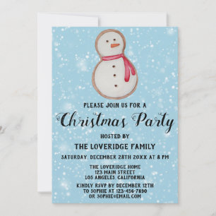 Snowman Cookie Feiertage Weihnachten Party Blue Sn Einladung