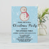 Snowman Cookie Feiertage Weihnachten Party Blue Sn Einladung (Stehend Vorderseite)