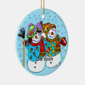 Snowman Couple Ceramic Ornament (Rechts)