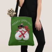 Snowman Couple, Frohe Weihnachten Tasche (Von Nahem)
