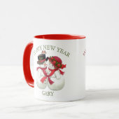 Snowman Couple - Frohe Weihnachten Tasse (Vorderseite Links)
