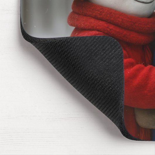 Snowman Couple Hugging in Winter Forest Mousepad (Ecke)