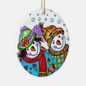 Snowman Couple Keramik Ornament (Rechts)