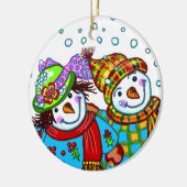 Snowman Couple Keramik Ornament (Links)