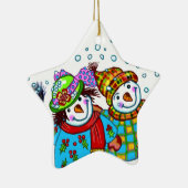 Snowman Couple Keramikornament (Rechts)