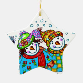 Snowman Couple Keramikornament