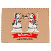 Snowman Couple Kraft Paper Custom Christmas Große Geschenktüte (Vorderseite)