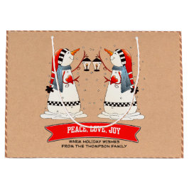 Snowman Couple Kraft Paper Custom Christmas Große Geschenktüte