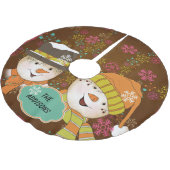 Snowman Couple Neon Snowflakes Holidays Treppenhau Polyester Weihnachtsbaumdecke (Schrägansicht)