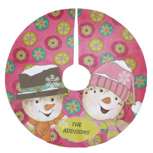 Snowman Couple Orb Snowflakes Holidays Treppenhaus Polyester Weihnachtsbaumdecke