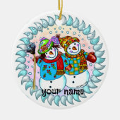 Snowman Couple Ornaments Keramik Ornament (Vorne)