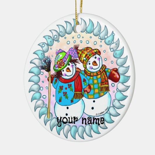 Snowman Couple Ornaments Keramik Ornament (Links)