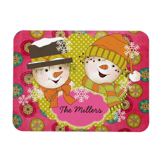 Snowman Couple Personalisiert Flexi Magnet (Horizontal)