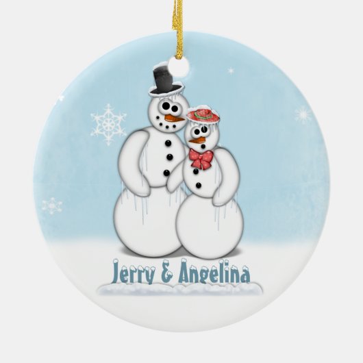 Snowman Couple Picture Ornament (Hinten)