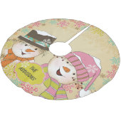Snowman Couple Retro Snowflake Holidays Treppenhau Polyester Weihnachtsbaumdecke (Schrägansicht)