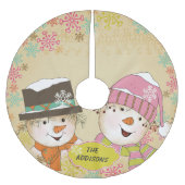 Snowman Couple Retro Snowflake Holidays Treppenhau Polyester Weihnachtsbaumdecke (Vorderseite)