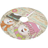 Snowman Couple Typografy Holidays Tree Skirt Polyester Weihnachtsbaumdecke (Schrägansicht)