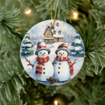 Snowman Couple Weihnachtsschmuck