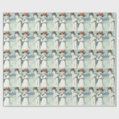 Snowman Couple Winter Snow Field Geschenkpapier (Flach)