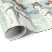 Snowman Couple Winter Snow Field Geschenkpapier (Rolleneckpunkt)